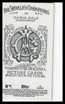 2025 Topps Allen & Ginter Mini A & G Back #144 Chris Sale - Baseball Card Single