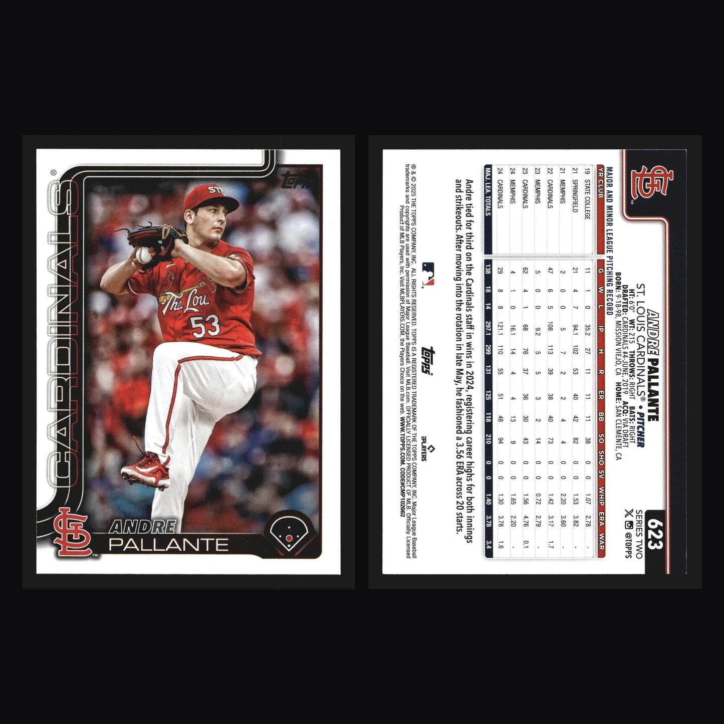 2025 Topps Andre Pallante #623 St. Louis Cardinals - Baseball Card Single