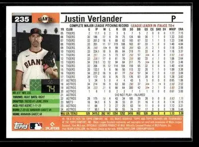 2025 Topps Archives Justin Verlander #235 San Francisco Giants