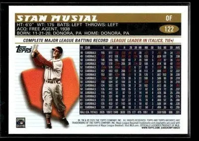 2025 Topps Archives Stan Musial #122 St. Louis Cardinals