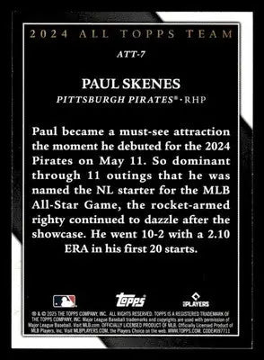 Baseball trading card of Paul Skenes from Topps Team 2025 ATT-7 Paul Skenes 2024