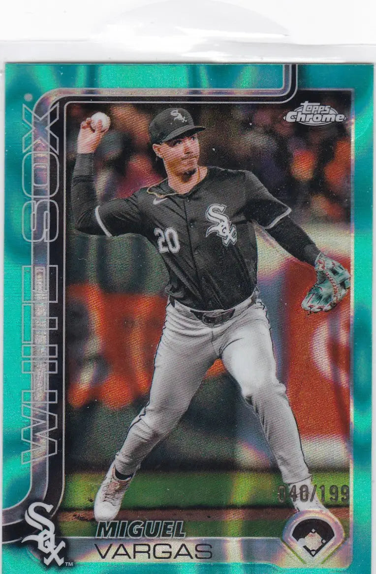 2025 Topps Chome Aqua RayWave #51 Miguel Vargas 040/199 Chicago White Sox - Baseball Card Single