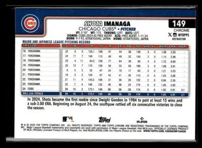 2025 Topps Chrome #149 Shota Imanaga Refractors - Baseball Card Single