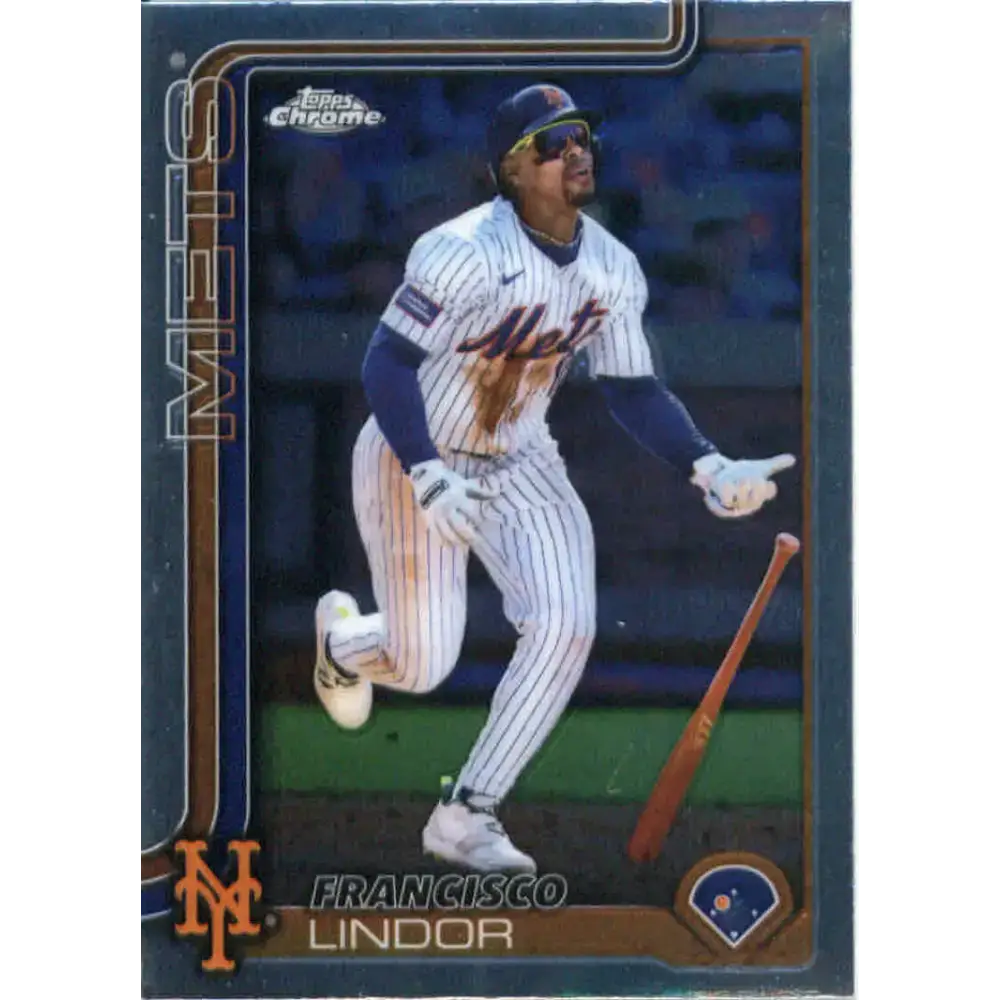 2025 topps Chrome #170 Francisco Lindor NM-MT New York Mets Baseball Card - Baseball Card Single