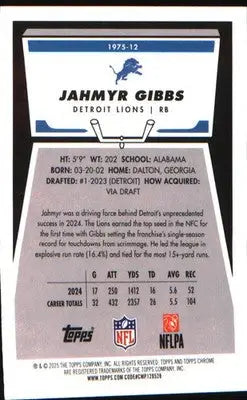 2025 Topps Chrome 1975 Topps #1975-12 Jahmyr Gibbs - Football Card Single