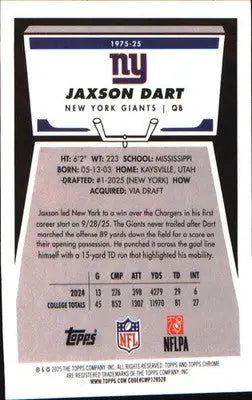 2025 Topps Chrome 1975 Topps #1975-25 Jaxson Dart - Football Card Single
