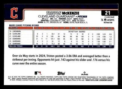 2025 Topps Chrome #21 Triston McKenzie Refractors - Baseball Card Single