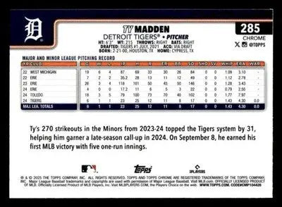 2025 Topps Chrome #285 Ty Madden - Baseball Card Single