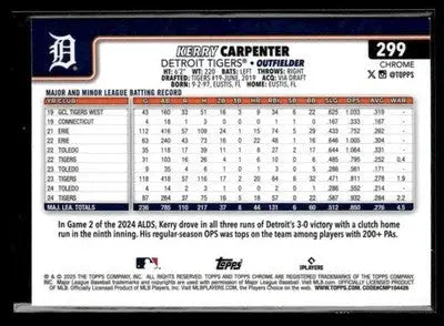 2025 Topps Chrome #299 Kerry Carpenter Refractors - Baseball Card Single