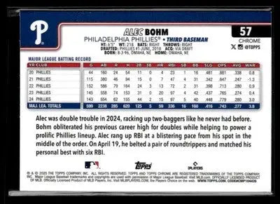 2025 Topps Chrome #57 Alec Bohm Prism Refractors - Baseball Card Single