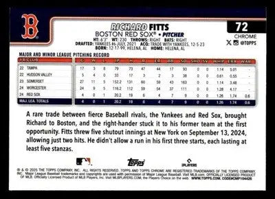 2025 Topps Chrome #72 Richard Fitts X-Fractors - Baseball Card Single