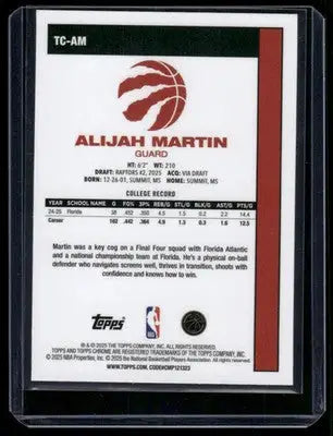 2025 Topps Chrome Alijah Martin #TC-AM RC Basketball - Basketball Card Single