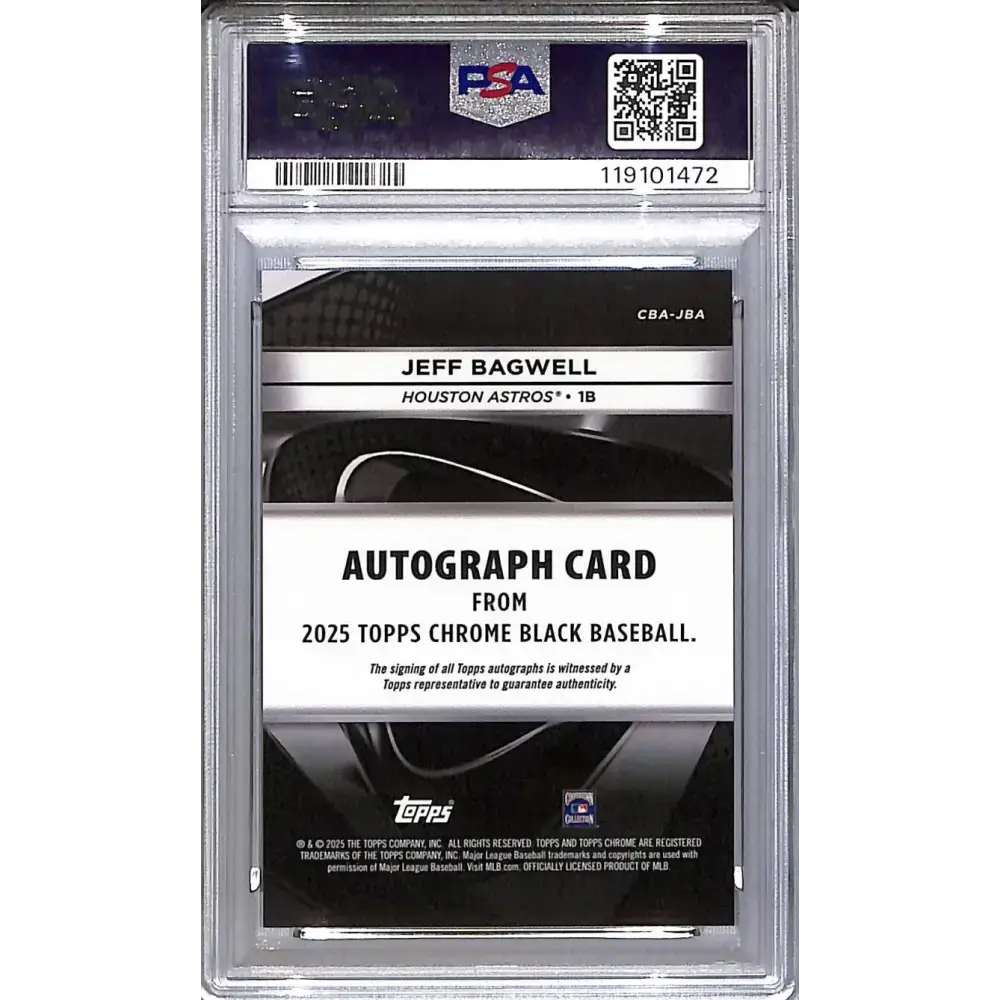 2025 Topps Chrome Black #CBA-JBA Jeff Bagwell PSA 10 GEM MINT Auto Houston Astros - Baseball Card Single