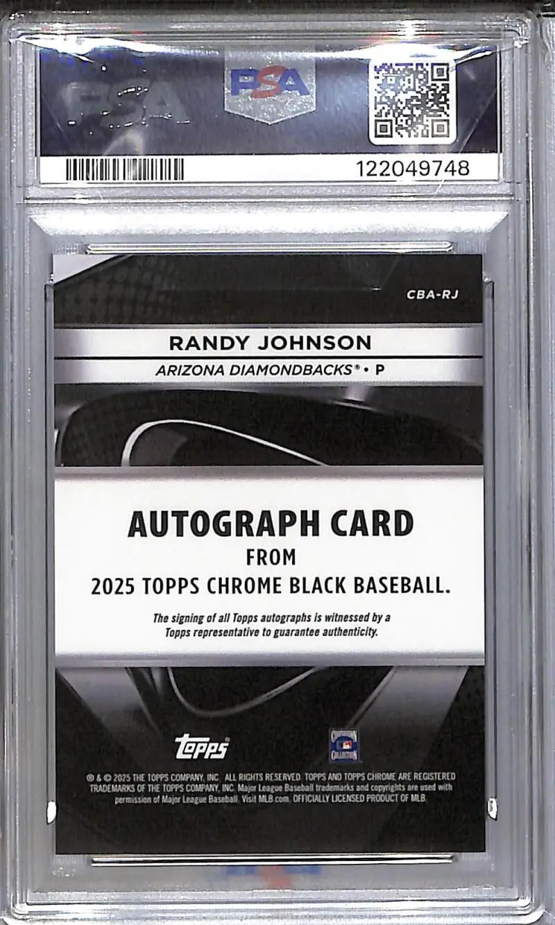 2025 Topps Chrome Black #CBA-RJ Randy Johnson PSA 9 MINT Auto Arizona Diamondbacks - Baseball Card Single