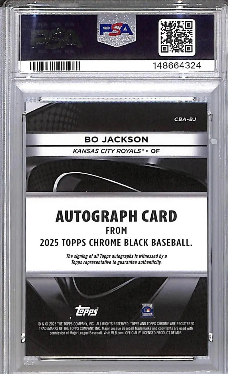 2025 Topps Chrome Black White #CBA-BJ Bo Jackson PSA 9 MINT Auto 6/10 Kansas City Royals - Baseball Card Single