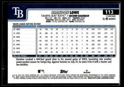 2025 Topps Chrome Brandon Lowe #113 Tampa Bay Rays