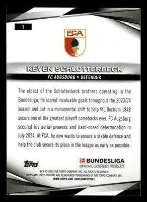 2025 Topps Chrome Bundesliga #1 Keven Schlotterbeck - Soccer Card Single