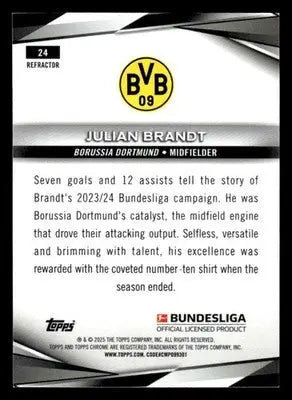 2025 Topps Chrome Bundesliga #24 Julian Brandt Refractor - Soccer Card Single