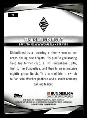2025 Topps Chrome Bundesliga #78 Tim Kleindienst - Soccer Card Single