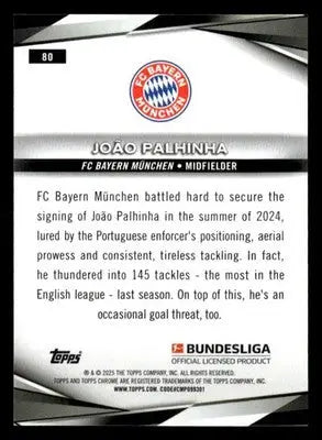 2025 Topps Chrome Bundesliga #80 Joao Palhinha - Soccer Card Single