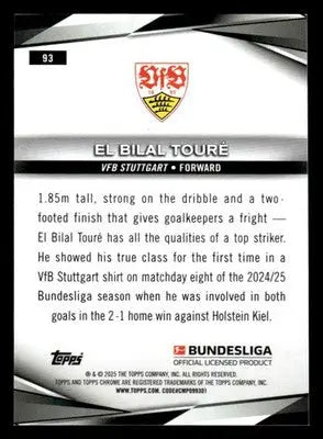 2025 Topps Chrome Bundesliga #93 El Bilal Toure - Soccer Card Single