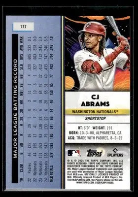 2025 Topps Chrome Cosmic CJ Abrams #177 Washington Nationals
