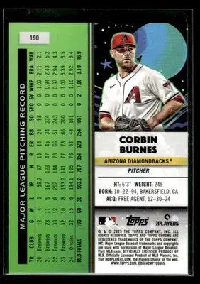 2025 Topps Chrome Cosmic Corbin Burnes #190 Nucleus Refractor Diamondbacks