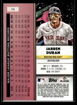 2025 Topps Chrome Cosmic Jarren Duran #115 Boston Red Sox