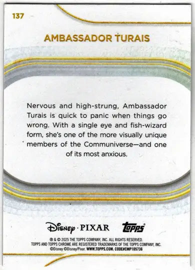 2025 Topps Chrome Disney Base Card 137 Ambassador Turais - Non-Sports Card Single