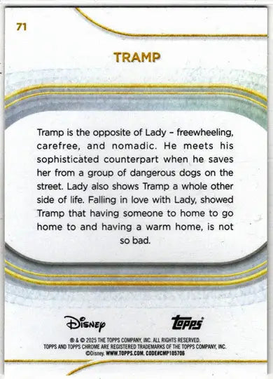 2025 Topps Chrome Disney Base Card 71 Tramp - Non-Sports Card Single
