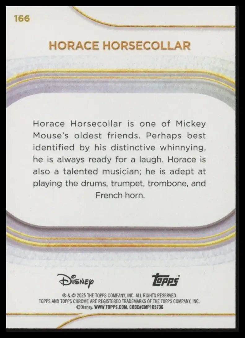 2025 Topps Chrome Disney Horace Horsecollar #166 Mickey and Friends Trading Card - Non-Sports Card Single