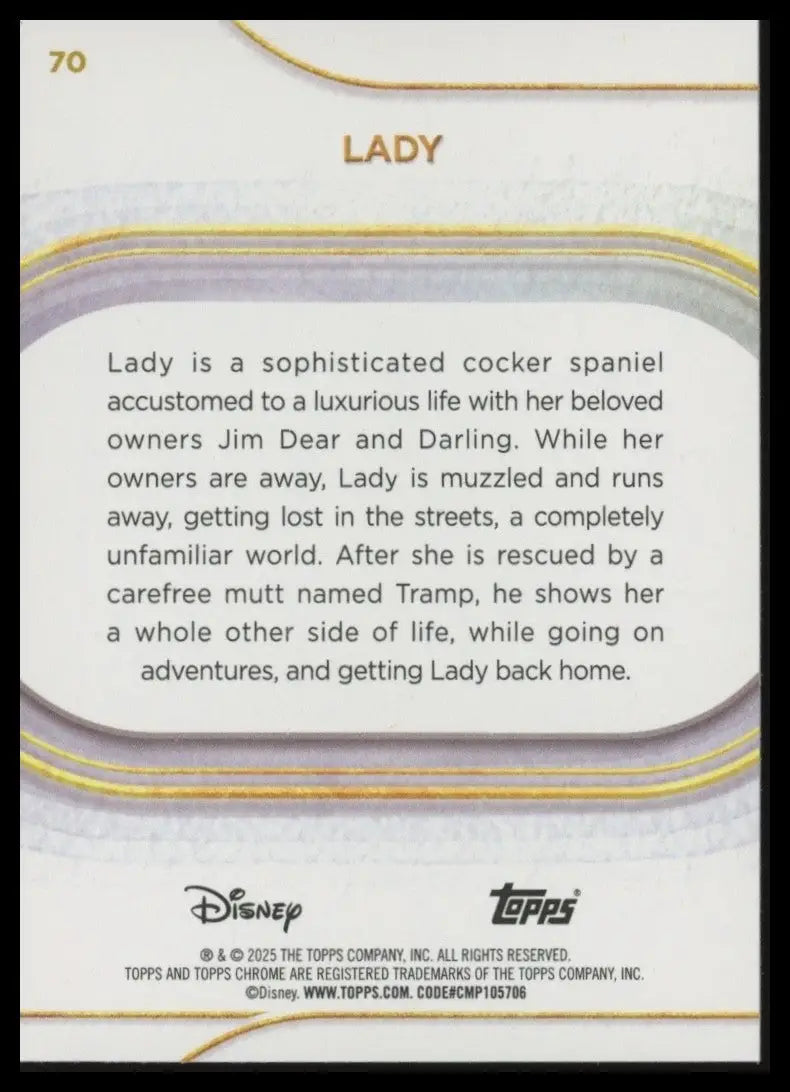 2025 Topps Chrome Disney Lady #70 Lady and the Tramp Trading Card - Non-Sports Card Single