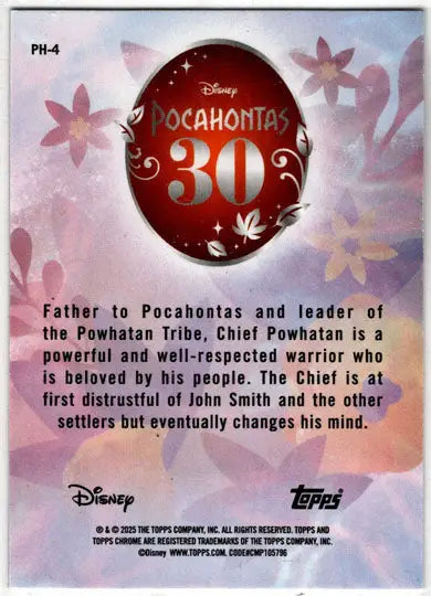 2025 Topps Chrome Disney Pocahontas 30th Anniversary Insert Card PH-4 Powhatan - Non-Sports Card Single