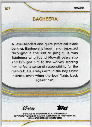2025 Topps Chrome Disney Refractor Parallel Card 107 Bagheera - Non-Sports Card Single