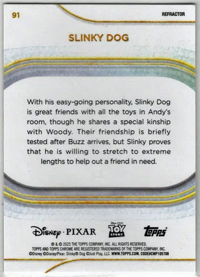 2025 Topps Chrome Disney Refractor Parallel Card 91 Slinky Dog - Non-Sports Card Single