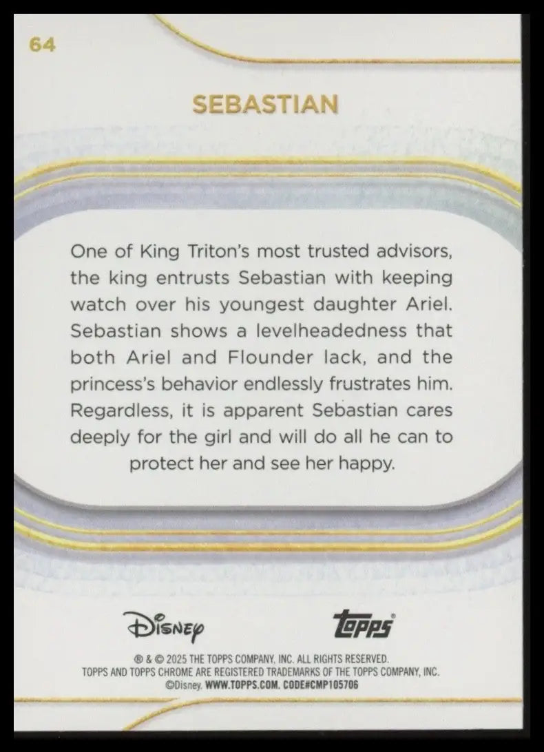 2025 Topps Chrome Disney Sebastian #64 The Little Mermaid Live Action Card - Non-Sports Card Single