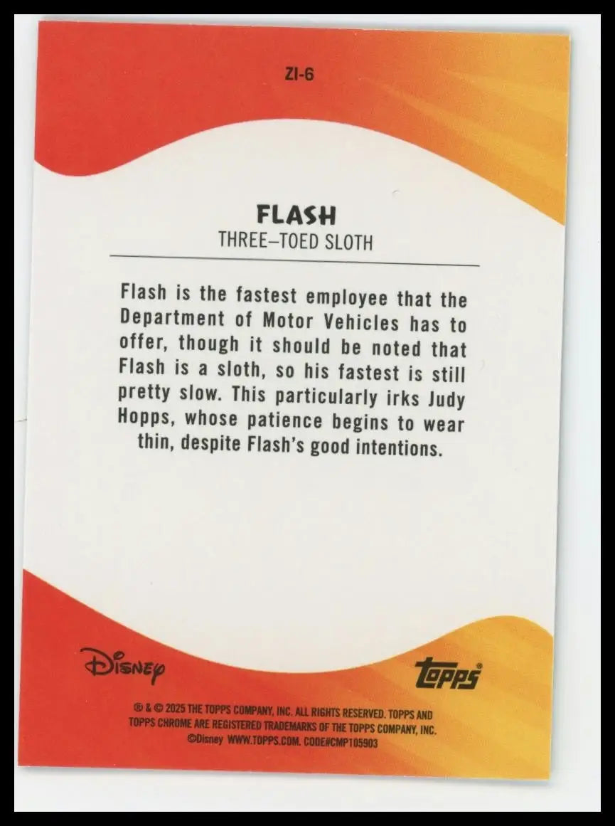 2025 Topps Chrome Disney Zootopia Flash #ZI-6 Animated Movie Card Insert - Non-Sports Card Single