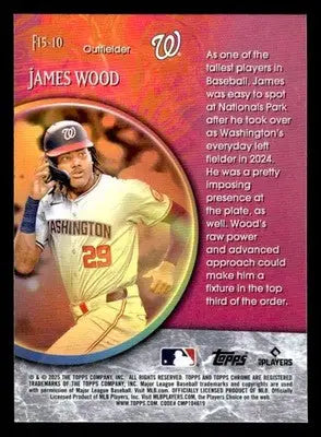 2025 Topps Chrome #F15-10 James Wood Fortune 15 - Baseball Card Single