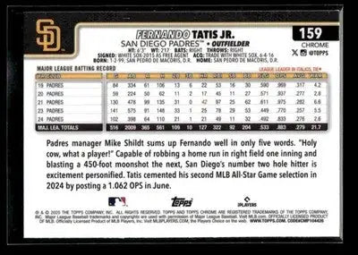 2025 Topps Chrome Fernando Tatis Jr. #159 San Diego Padres - Baseball Card Single