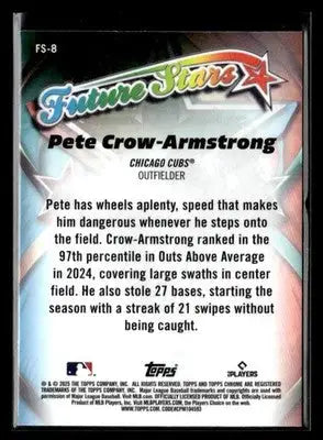 2025 Topps Chrome #FS-8 Pete Crow-Armstrong Future Stars - Baseball Card Single