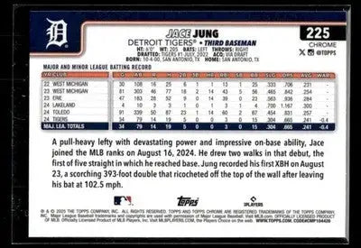 2025 Topps Chrome Jace Jung #225 RC Detroit Tigers