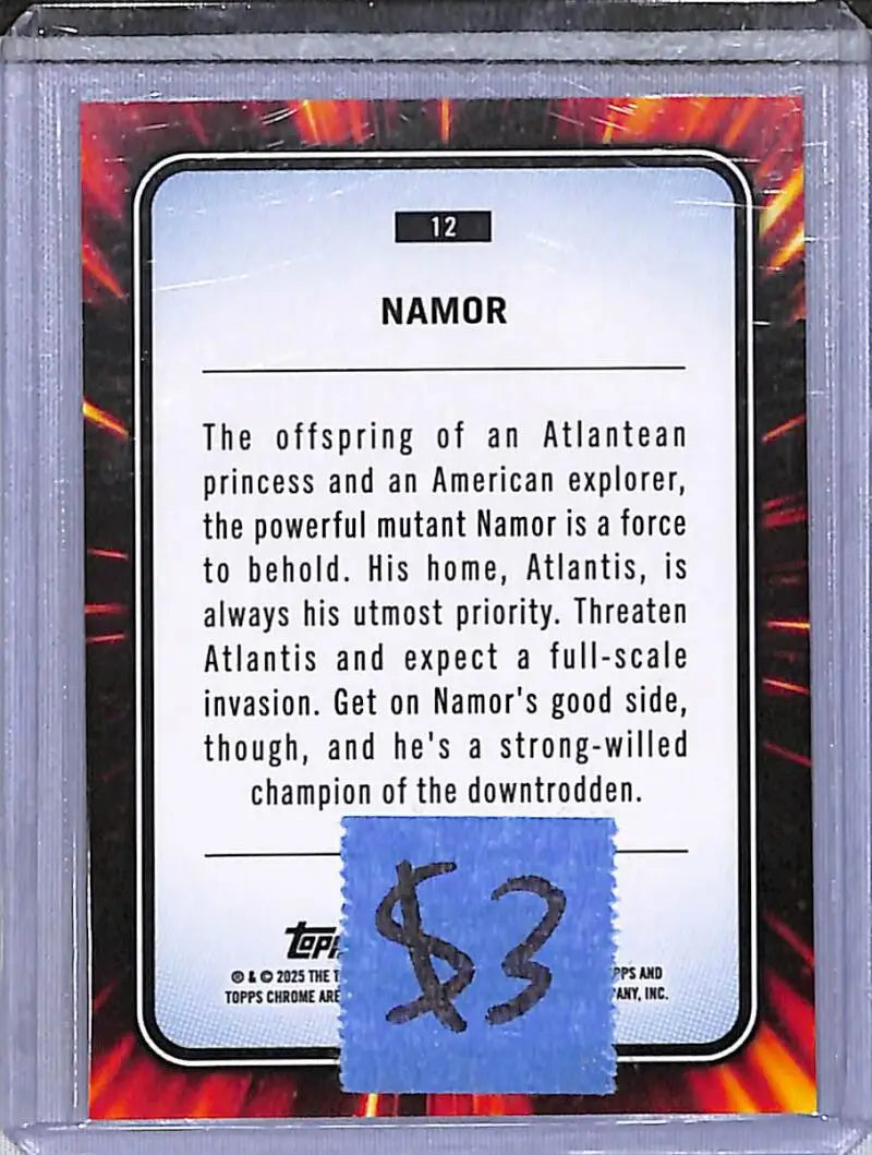 2025 Topps Chrome Marvel #12 Namor NM-MT - Marvel Card Single