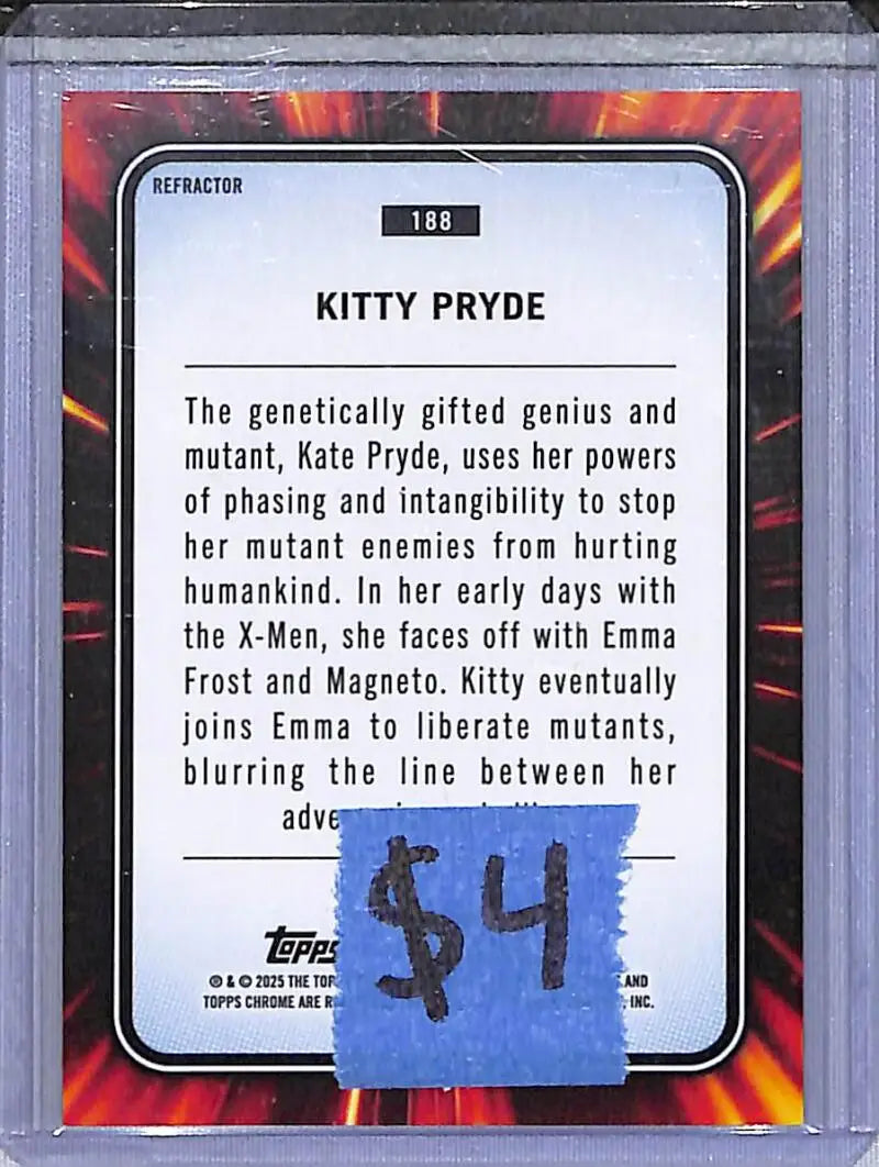 2025 Topps Chrome Marvel #188 Kitty Pryde NM-MT