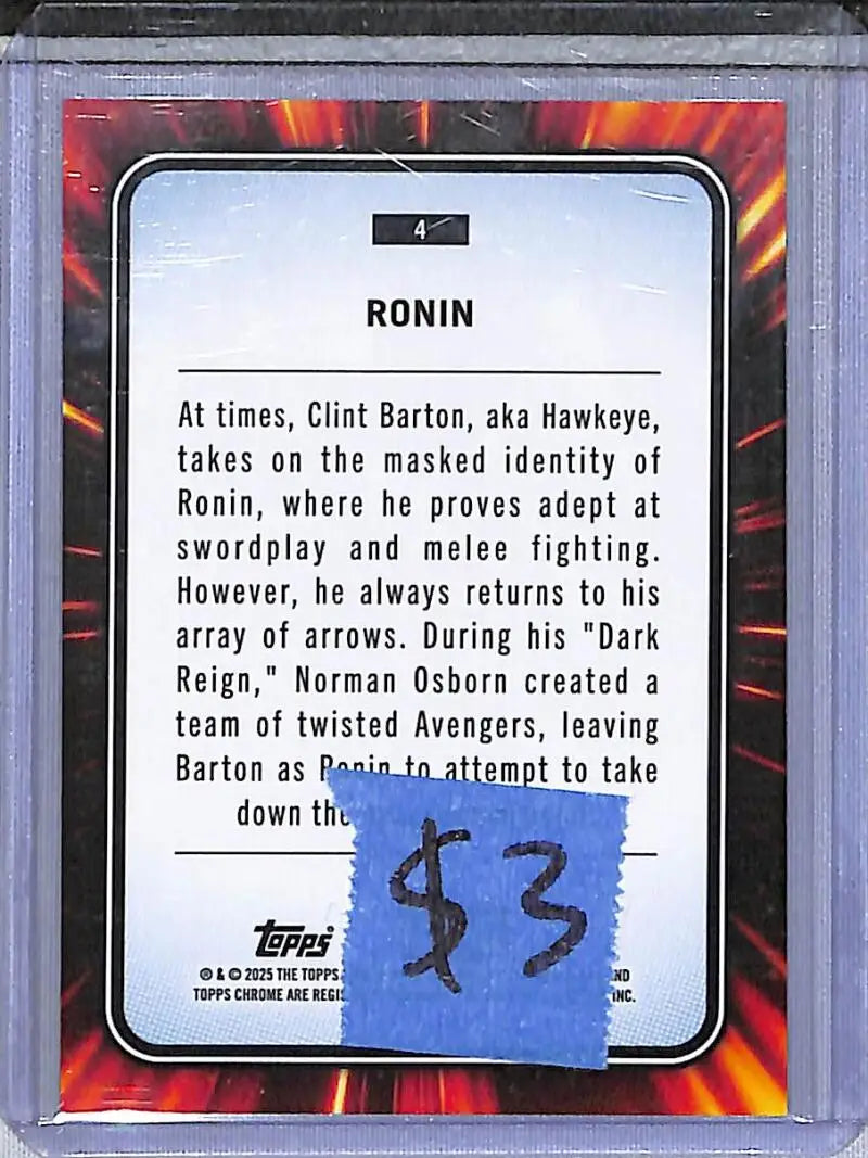 2025 Topps Chrome Marvel #4 Ronin NM-MT - Marvel Card Single