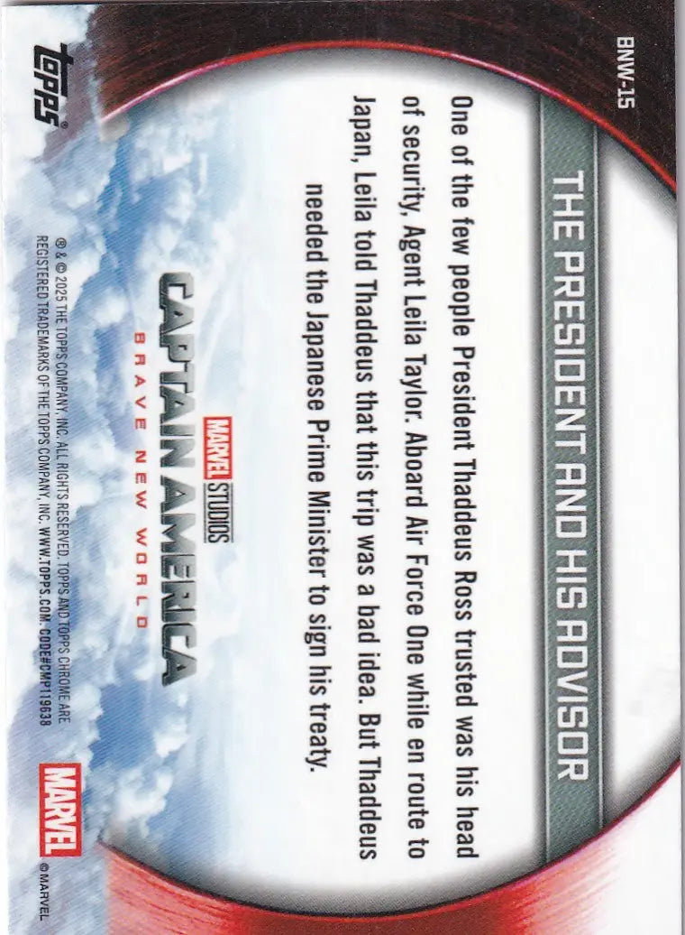 2025 Topps Chrome Marvel Captian America Brave New World #BNW-15 The President - Marvel Card Single