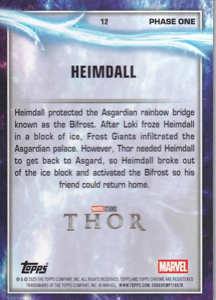 2025 Topps Chrome Marvel Prism #12 Heimdall - Thor - Marvel Card Single