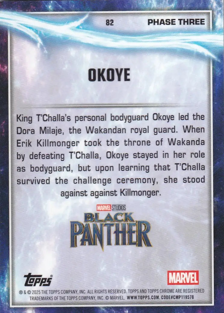 2025 Topps Chrome Marvel Raywave #82 Okoye - Black Panther - Marvel Card Single