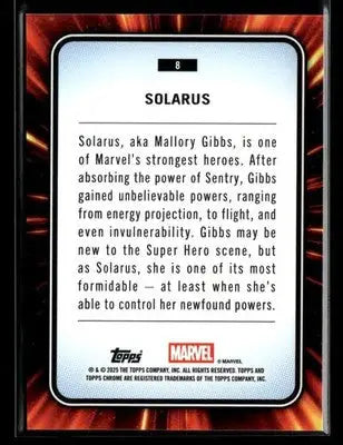 2025 Topps Chrome Marvel Solarus #8 1st Appearance - Marvel Card Single