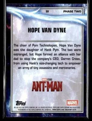 2025 Topps Chrome Marvel Studios Hope Van Dyne #59 - Marvel Card Single
