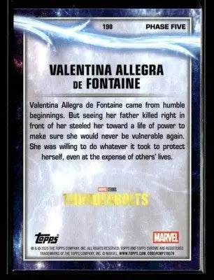 2025 Topps Chrome Marvel Studios Valentina Allegra de Fontaine #190 - Marvel Card Single